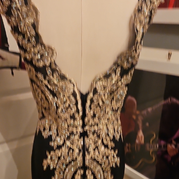 Anny Lee Black Maxi Dress with Gold Embellishment - Picture 9 of 13